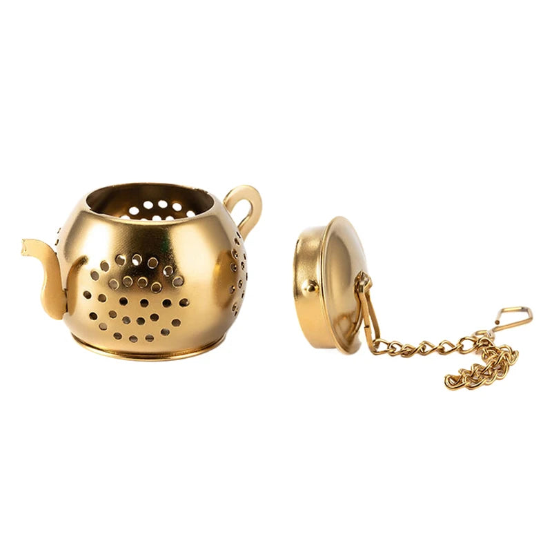 Teapot-Shaped Stainless Steel Tea Infuser with Drip Tray Loose Leaf Tea Infuser SPOT