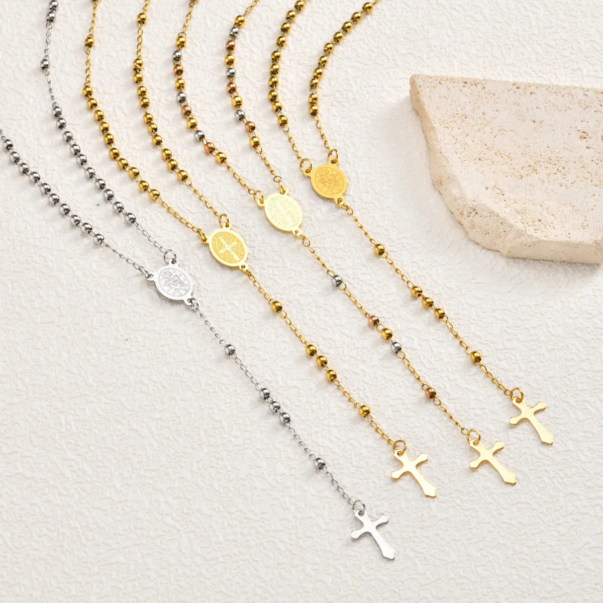 Virgin Mary Rosary Necklace – Gold Plated Y-Shape Link Chain Pendant Necklace SPOT