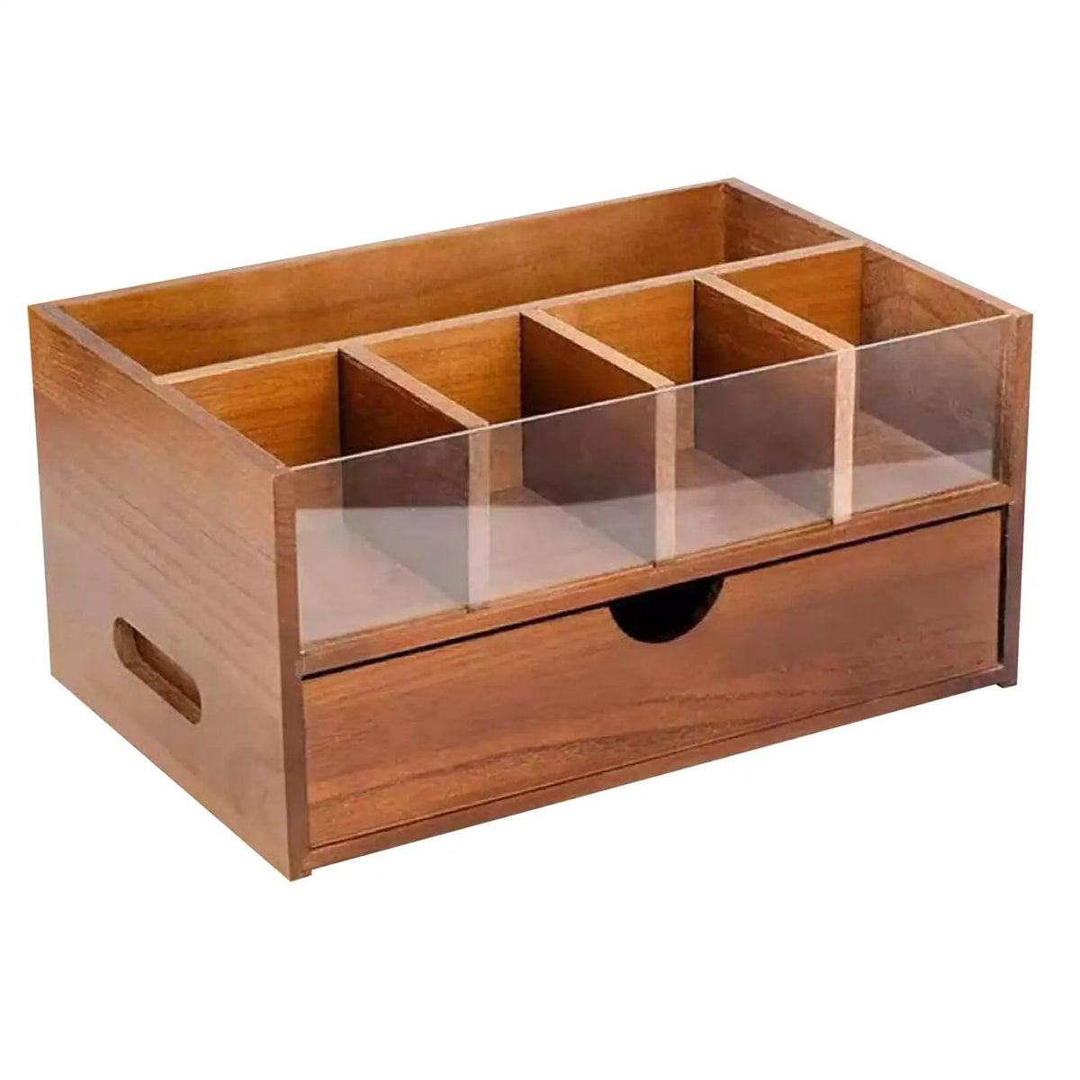 Wood Coffee Bar Organizer with Drawer – 5-Compartment Rack Coffee Bar Organizer SPOT