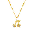 Women's CZ Cherry Pendant Necklace – Gold Stainless Steel Chain Pendant Necklace SPOT 35cm-40cm
