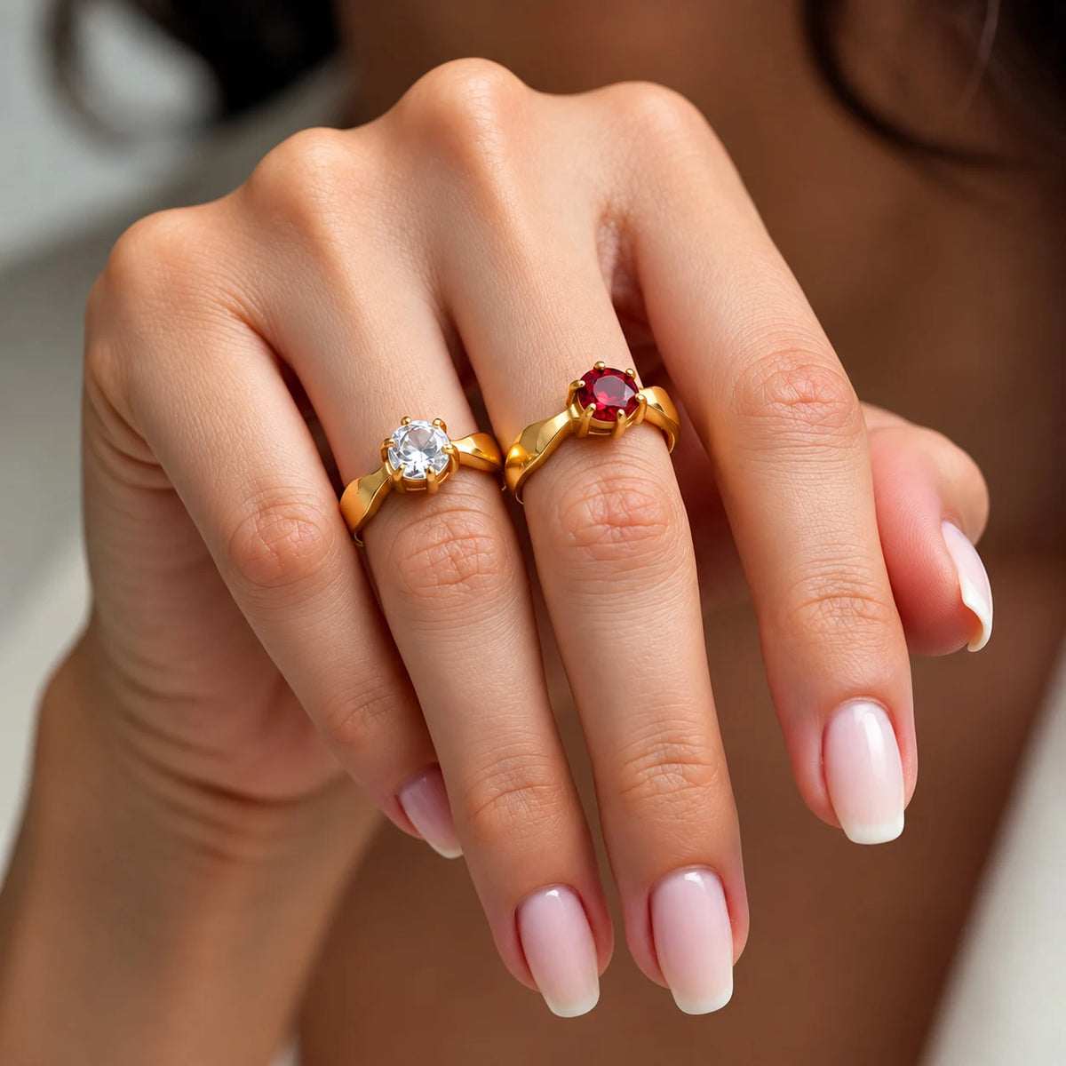 Classic Round CZ Ring – 18K Gold Stainless Steel Women's Ring CZ Fashion Ring SPOT