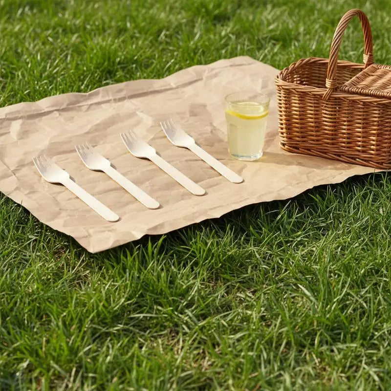 100-Pack Disposable Wooden Forks – Compostable Eco Tableware Disposable Wooden Cutlery SPOT