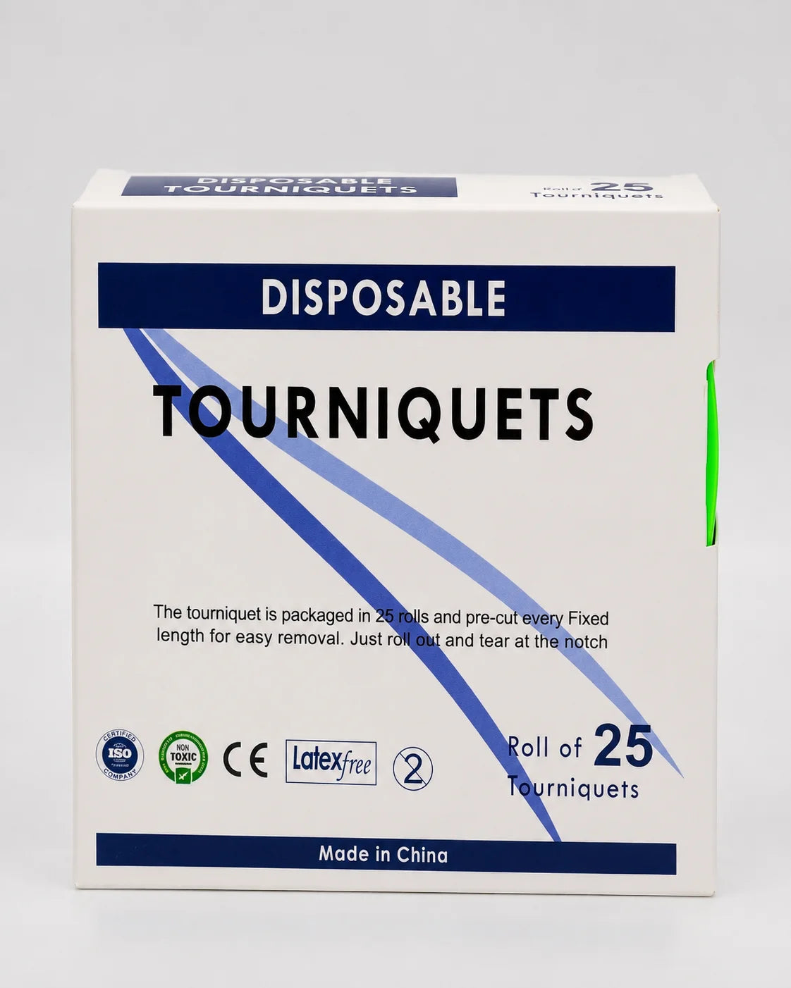 Disposable TPE Tourniquet 25-Pack – First Aid Elastic Strap Disposable Tourniquet SPOT