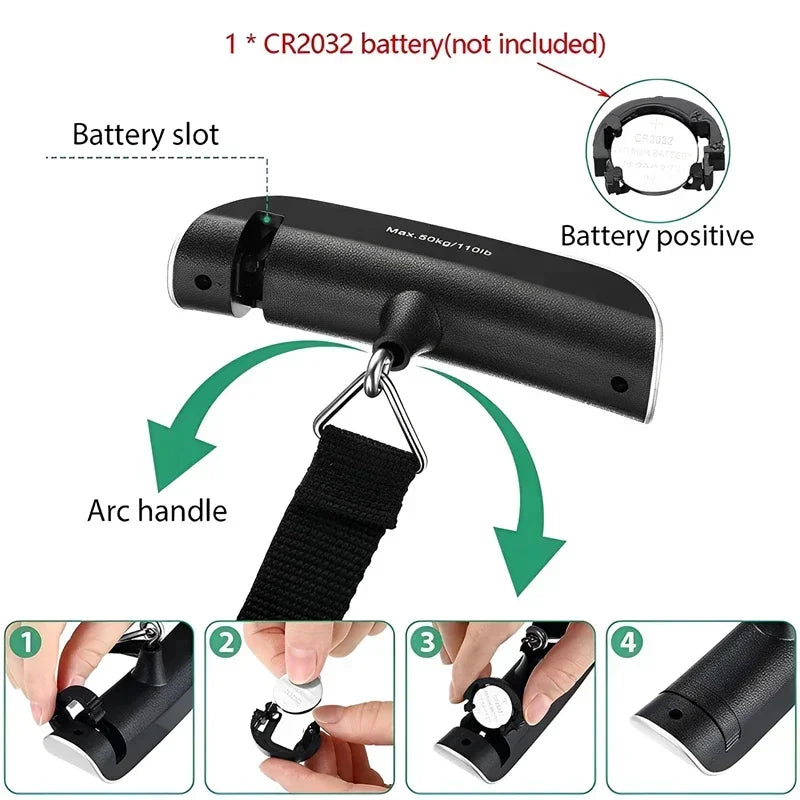 Portable Digital Luggage Scale 50kg/110lb – LCD Hanging Scale Digital Luggage Scale SPOT