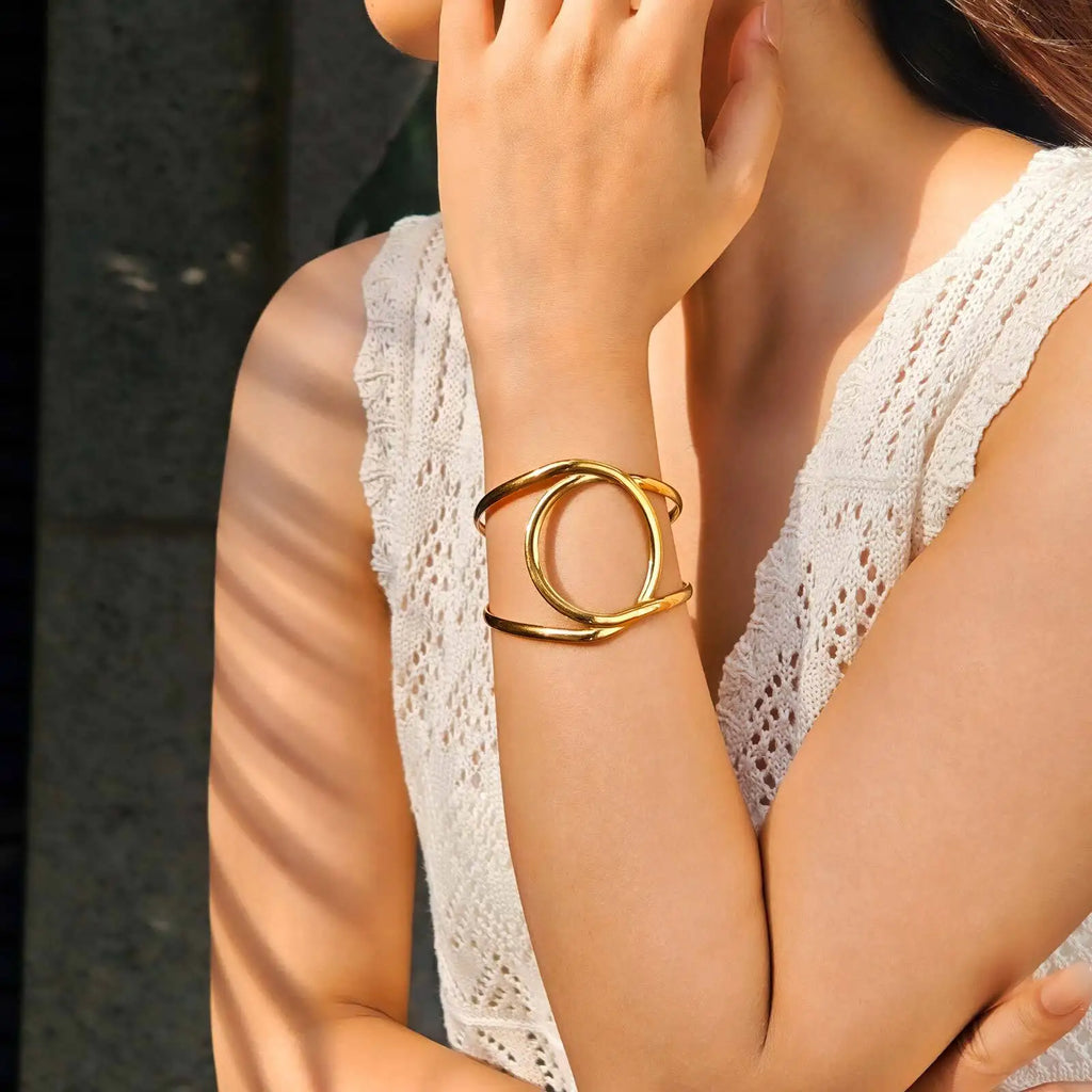 18K Gold Plated Stainless Steel Cuff Bracelet for Women Gold Cuff Bracelet SPOT