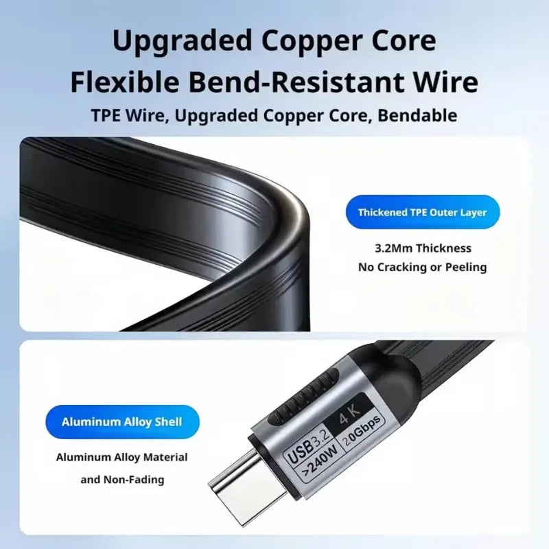 USB-C to USB-C Cable 240W PD | 20Gbps | 4K@60Hz | TB5 USB-C Cable SPOT
