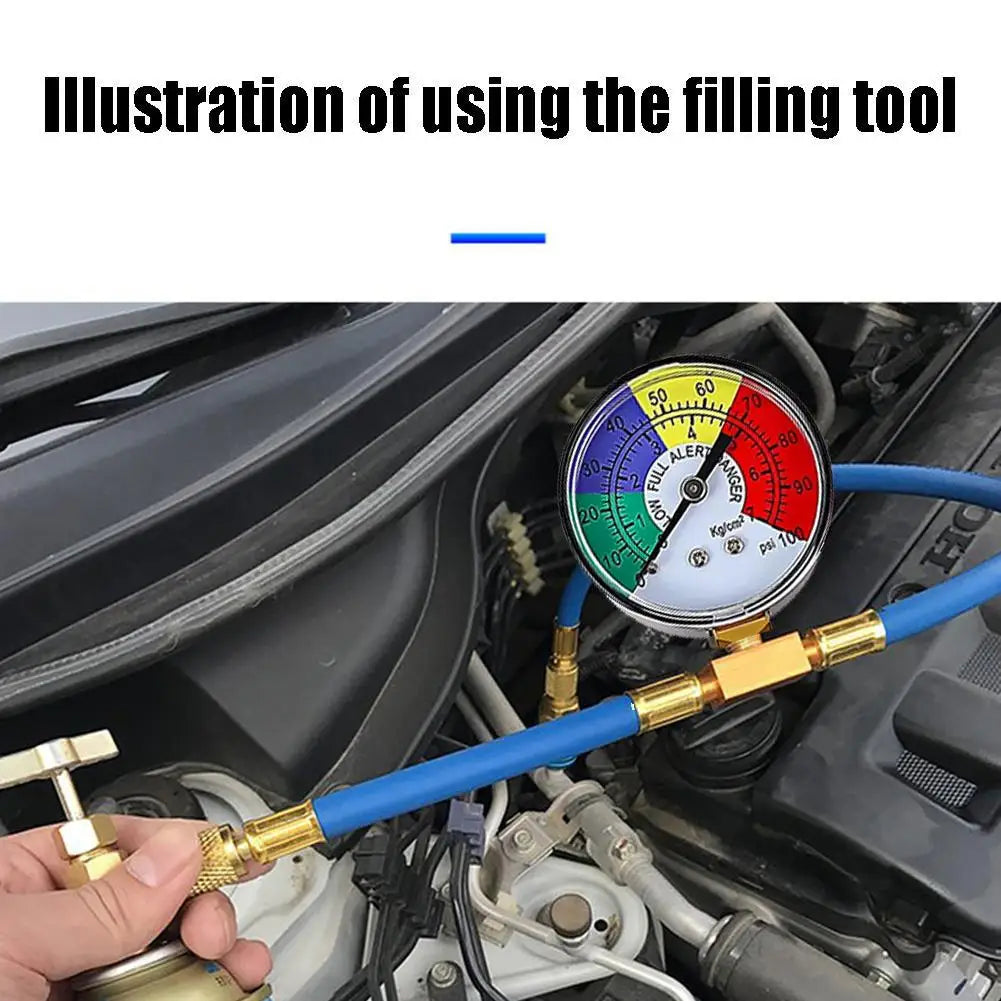 R134A Car AC Refrigerant Recharge Kit – Hose & Gauge AC Recharge Kit SPOT