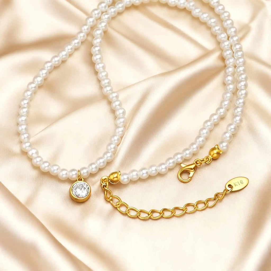 Pearl Beaded Pendant Necklace | 18K Gold Plated, Waterproof Pendant Necklace SPOT