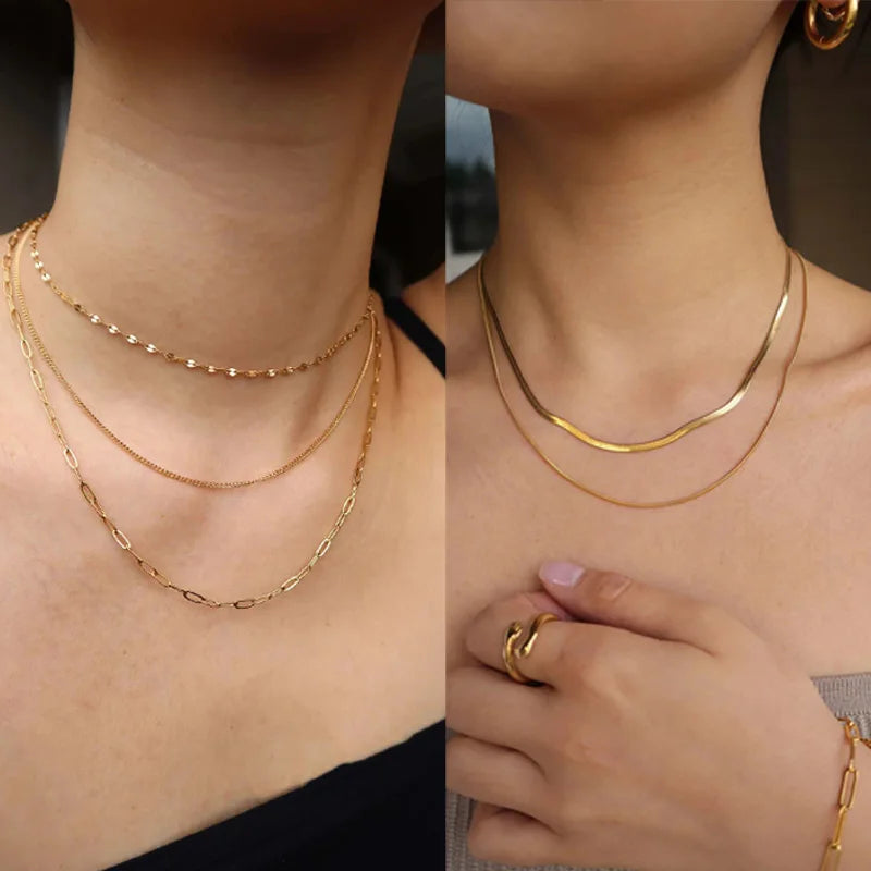 316L Stainless Steel Thin Link Chain Necklace – Gold Women Chain Necklace SPOT