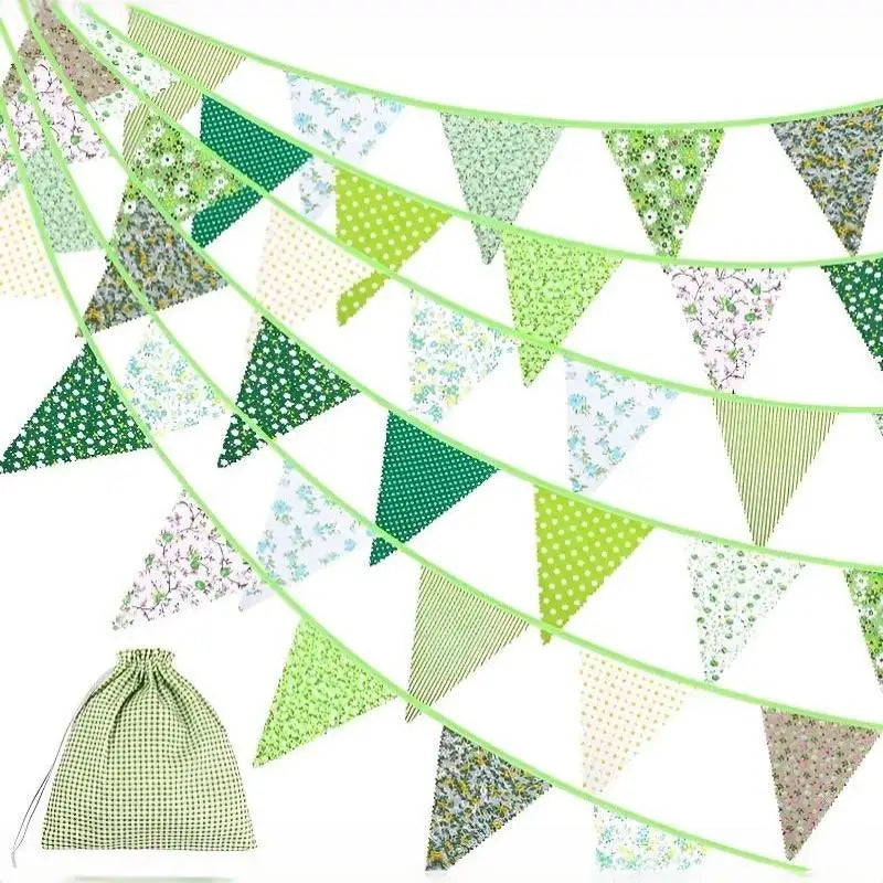 Triangle Bunting Flags 12M 40Ft – Washable Cotton Party Banner Party Bunting Banner SPOT A3 one size