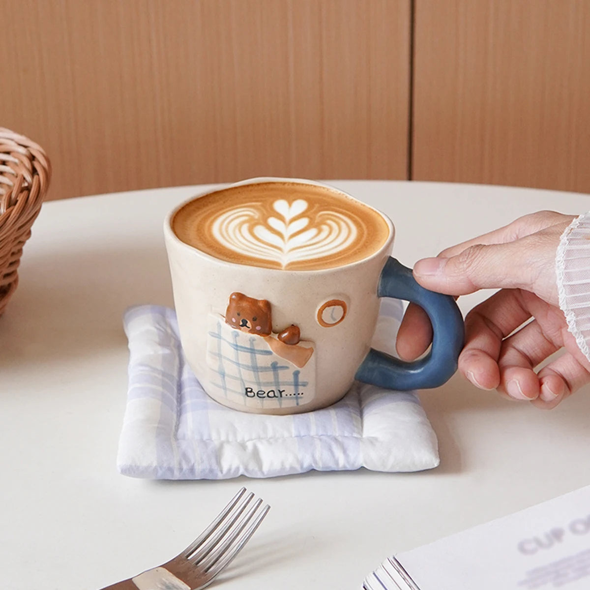 Cute Sleeping Bear Ceramic Mug – Handmade Hand-Painted Coffee Cup Ceramic Coffee Mug SPOT