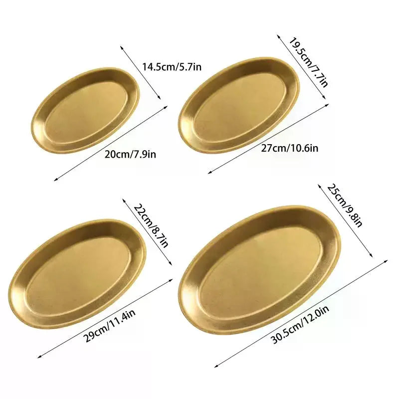Retro Stainless Steel Oval Serving Plate | Multi-Size Platter Oval Serving Plate SPOT