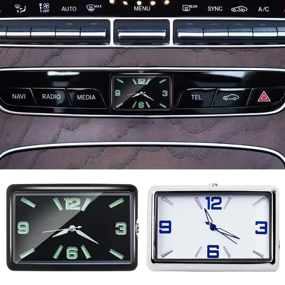 Metal Square Mini Car Dashboard Clock – Stick-On Luminous Quartz Car Dashboard Clock SPOT