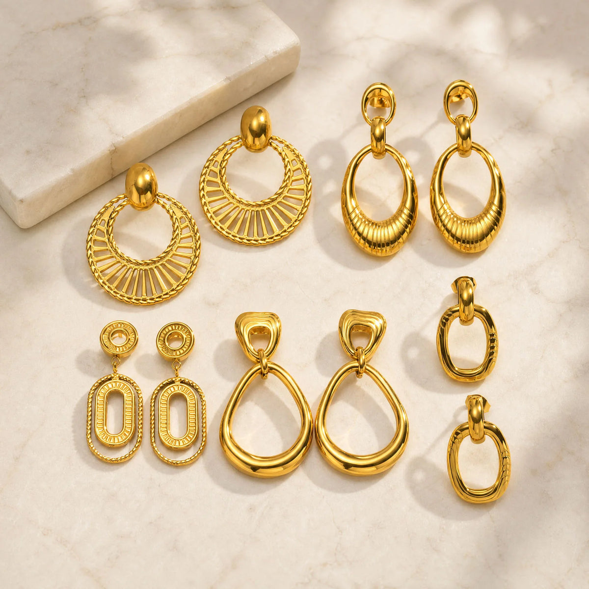 Geometric Dangle Earrings – 18K Gold Plated Statement Jewelry Dangle Earrings SPOT