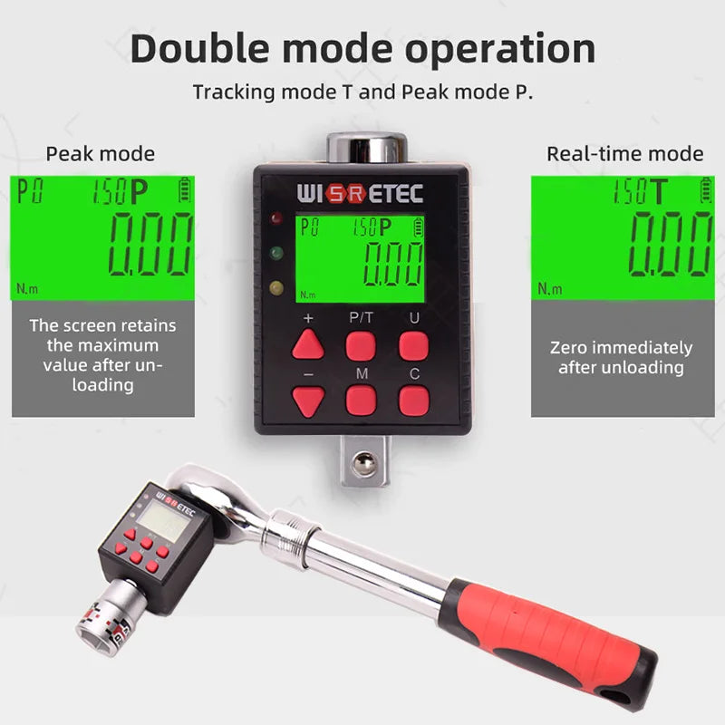 WISRETEC Digital Torque Meter Adapter 0.1–340 N.m with Alarm Digital Torque Adapter SPOT