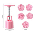 Mooncake Mold Set – 1 Press & 5 Stamps | Food-Grade DIY Pastry Baking Mold SPOT Pink Round