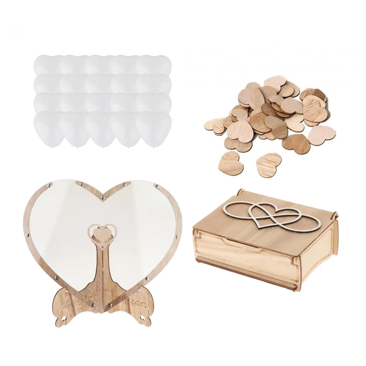 Wooden Heart Wedding Guest Book Set – 80 Hearts & Frame Wedding Guest Book SPOT