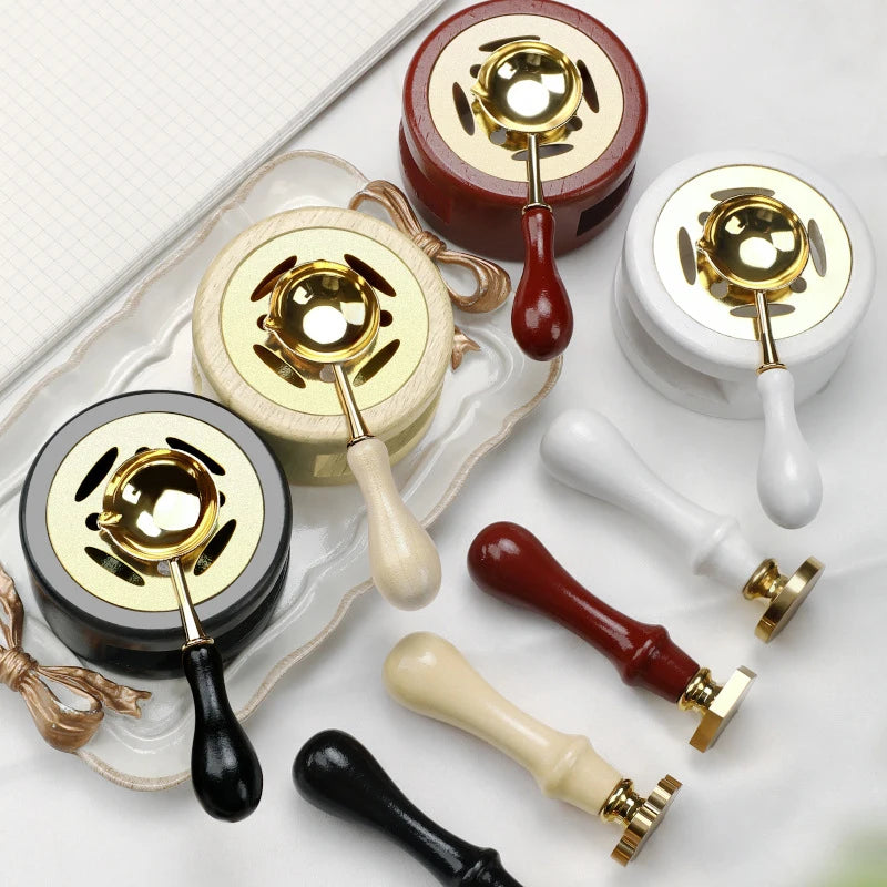 3-Piece Wax Seal Stamp Set – Melting Furnace, Spoon & Handle Wax Seal Kit SPOT