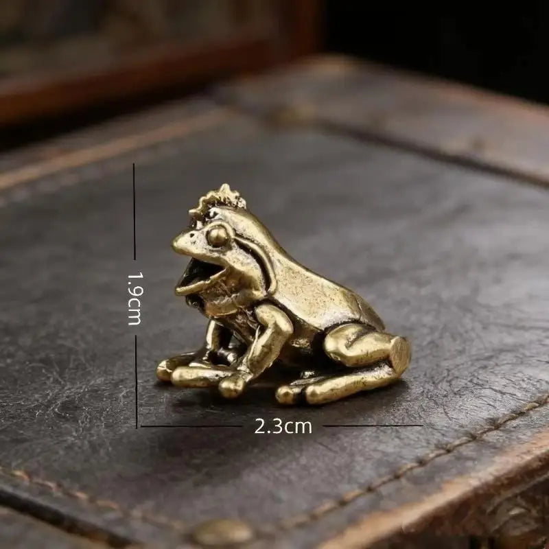 Zen Meditation Frog Statue – Antique Alloy Tea Table Decor Decorative Figurine SPOT A5