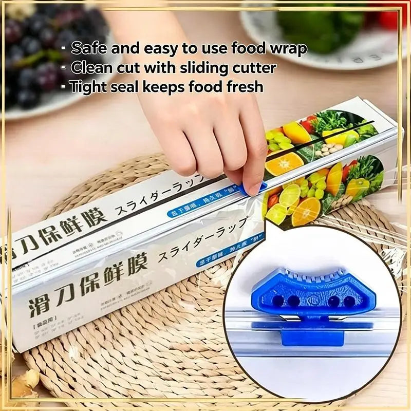 PE Cling Film Food Wrap Roll with Built-In Sliding Cutter Food Cling Wrap SPOT