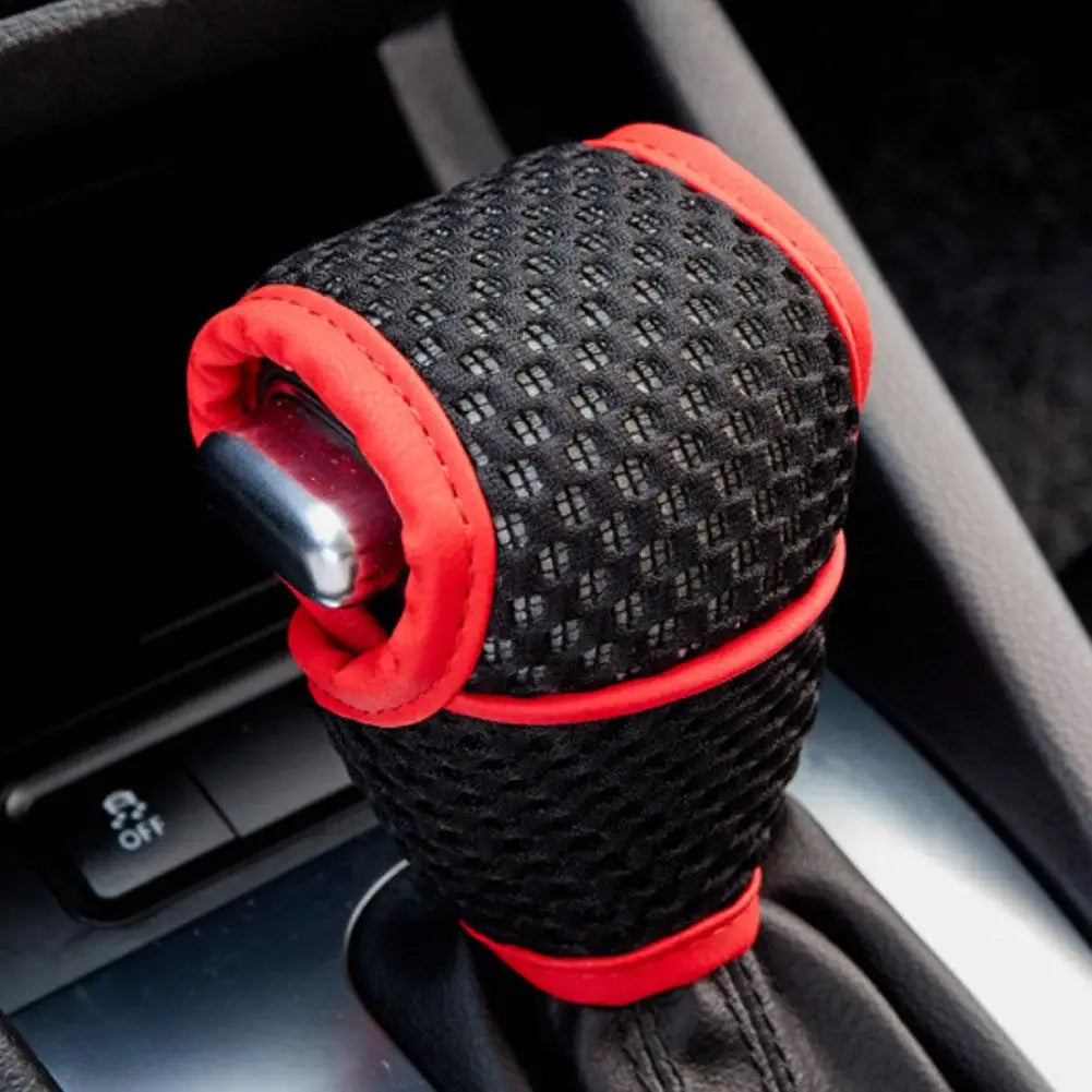 Universal Car Gear Shift Knob Cover – Ice Silk Non-Slip Grip Gear Shift Knob Cover SPOT Red