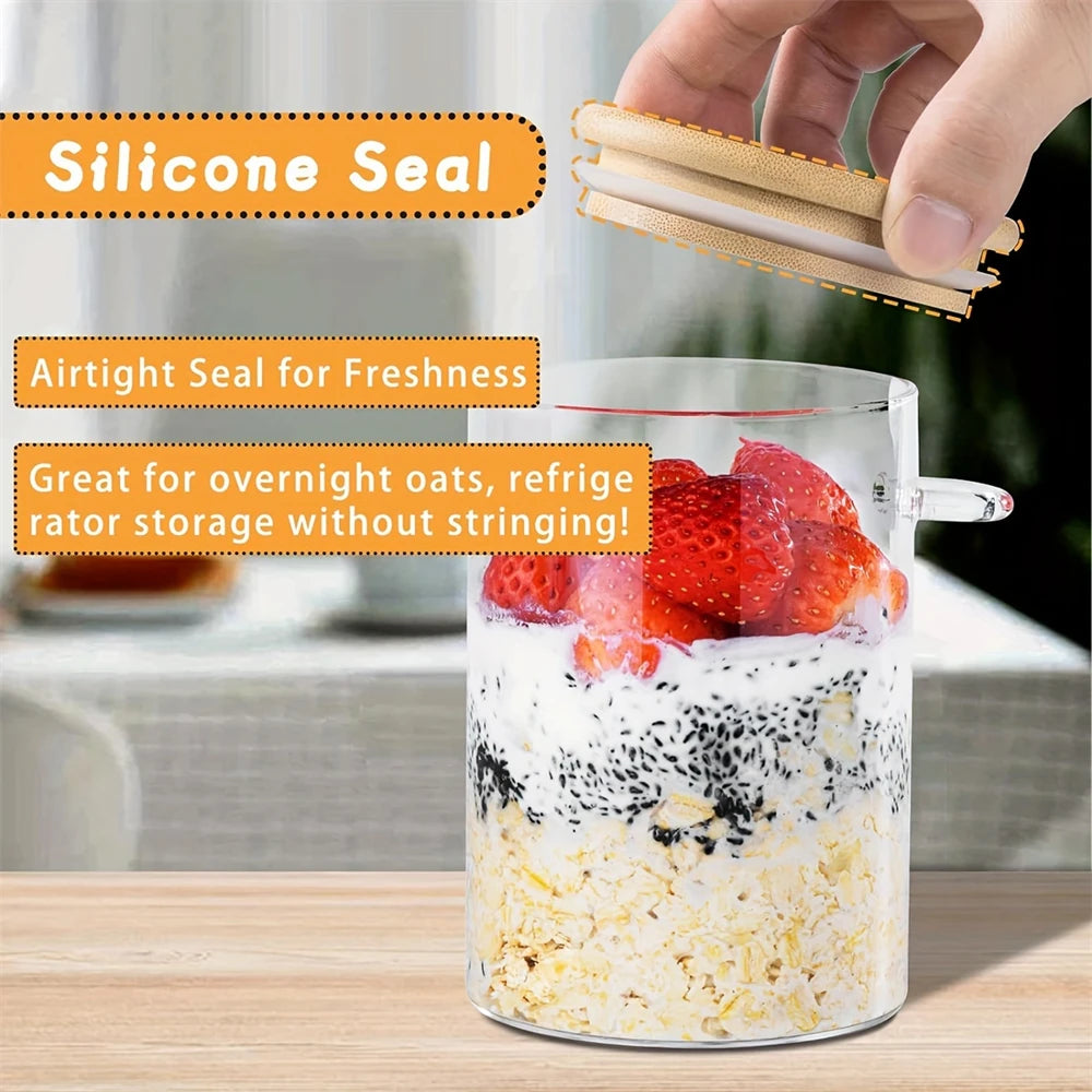 Airtight Glass Jars with Bamboo Lids & Spoons – 18oz Set Glass Storage Jars SPOT
