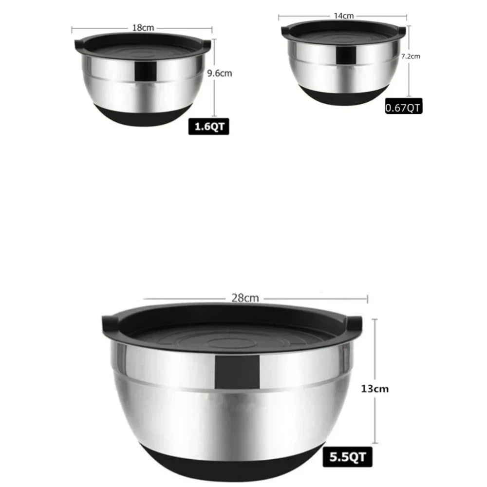 Stainless Steel Mixing Bowls with Lid & Non-Slip Silicone Base Mixing Bowl Set SPOT