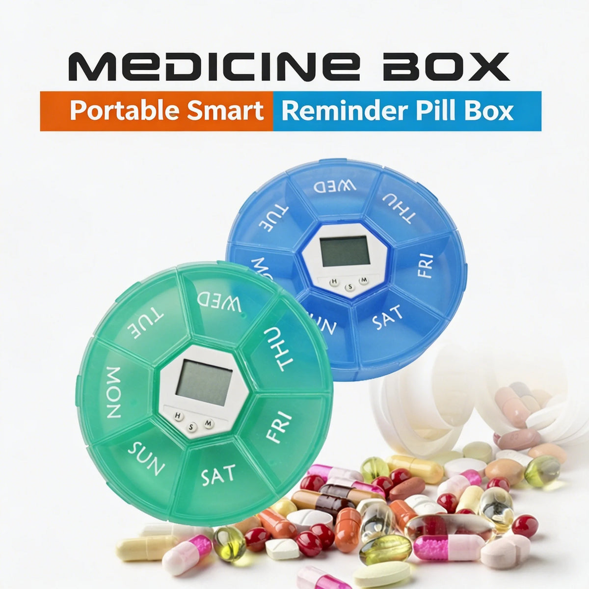 Smart Alarm 7-Day Weekly Pill Organizer with Timer Pill Organizer SPOT
