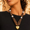 Leopard Scarf Necklace – 18K Gold Heart Pendant, Hypoallergenic Pendant Scarf Necklace SPOT Default Title