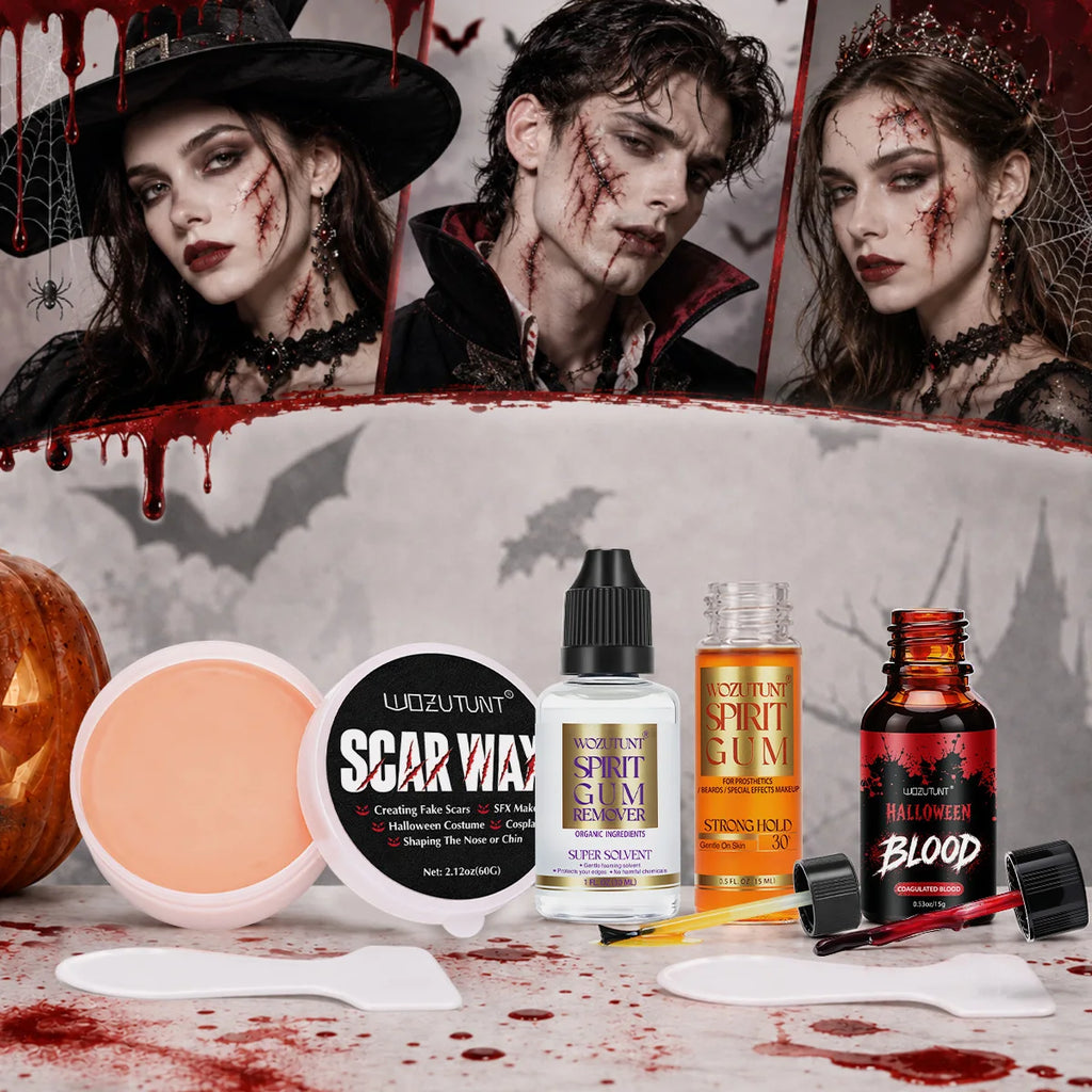 Halloween SFX Makeup Kit – Scar Wax, Fake Blood & Spirit Gum SFX Makeup Kit SPOT