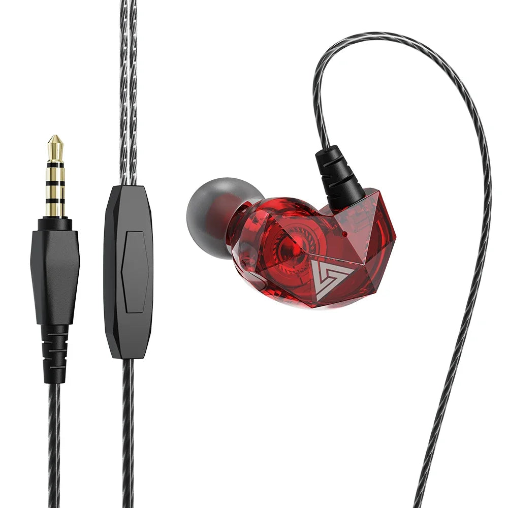 QKZ AK2 HIFI Wired Earbuds – 10mm Bass Driver & Mic Wired In-Ear Earphones SPOT red