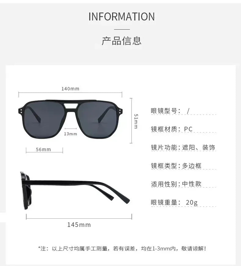 Vintage Unisex Square Sunglasses UV400 – Oversized Black Shades Unisex Sunglasses SPOT