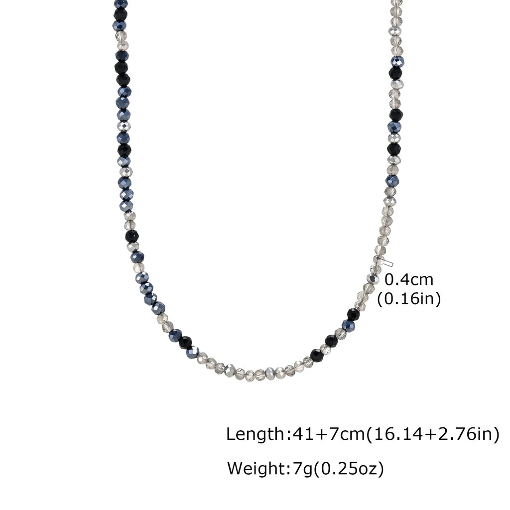 Faceted Crystal Bead Necklace – Silver Beaded Chain for Women Beaded Necklace SPOT NC-3197S01
