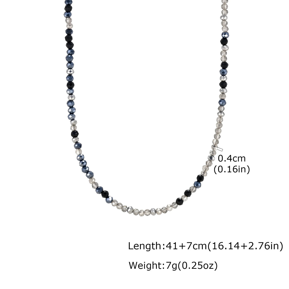 Faceted Crystal Bead Necklace – Silver Beaded Chain for Women Beaded Necklace SPOT NC-3197S01