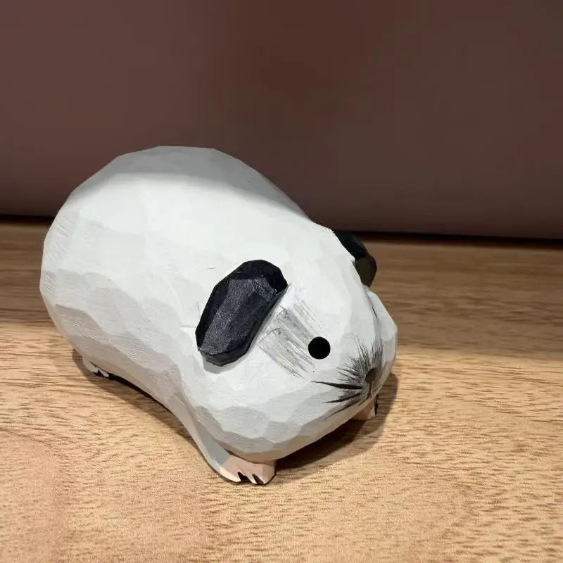 Hand-Carved Wooden Guinea Pig Figurine – Cavy Statue Décor Decorative Figurine SPOT StyleA