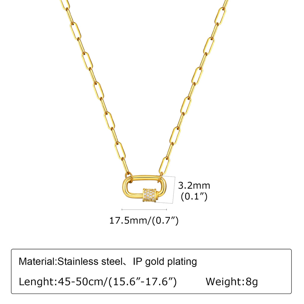 Meaeguet Zirconia Safety Pin Paperclip Chain Bracelet Women Chain Link Bracelet SPOT Necklace-NC-1534G