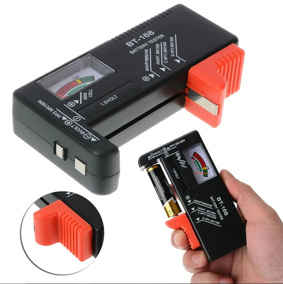 BT-168 Battery Voltage Tester LCD – AA AAA 9V & Button Cell Battery Voltage Tester SPOT