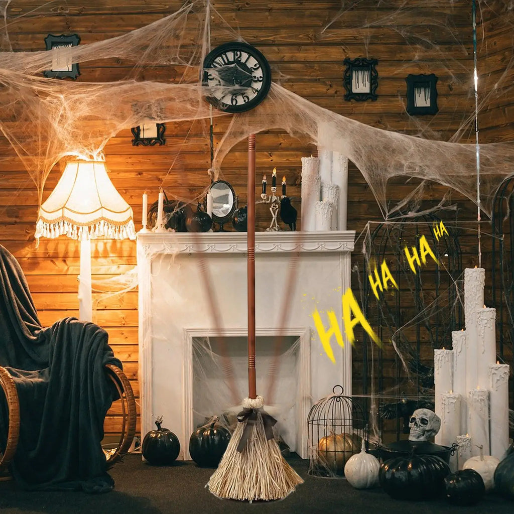 Halloween Floating Witch Broom – Motion Sensor & Spooky Sounds Halloween Decoration Prop SPOT