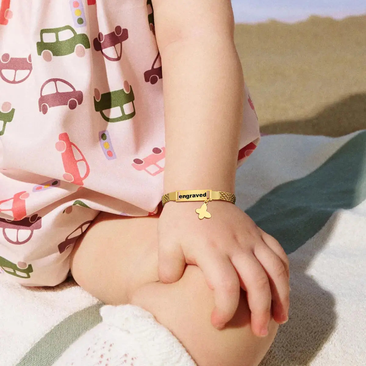 Personalized Baby Name Bracelet – Butterfly Heart Engraved Personalized Bracelet SPOT