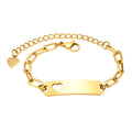 Engravable Kids Name ID Bar Bracelet – Gold Stainless Steel Personalized Kids Bracelet SPOT BR-1353G