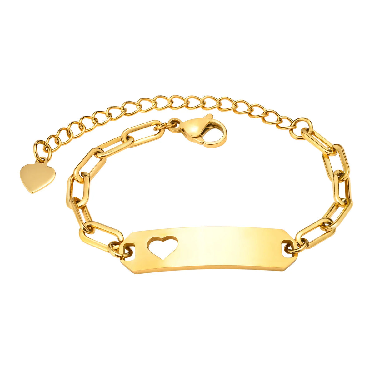 Engravable Kids Name ID Bar Bracelet – Gold Stainless Steel Personalized Kids Bracelet SPOT BR-1353G