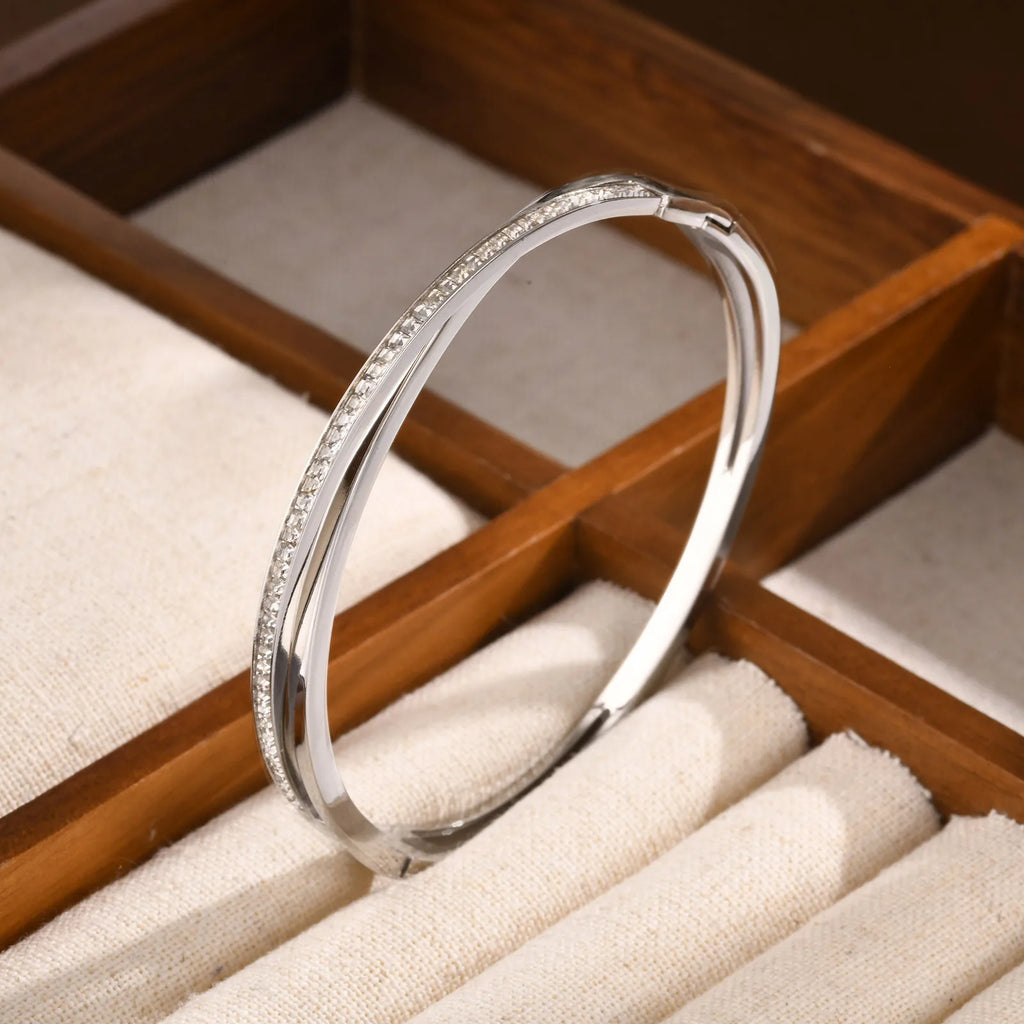 Crossover Zirconia Bangle Bracelet – Sparkly Women's Jewelry Bangle Bracelet SPOT
