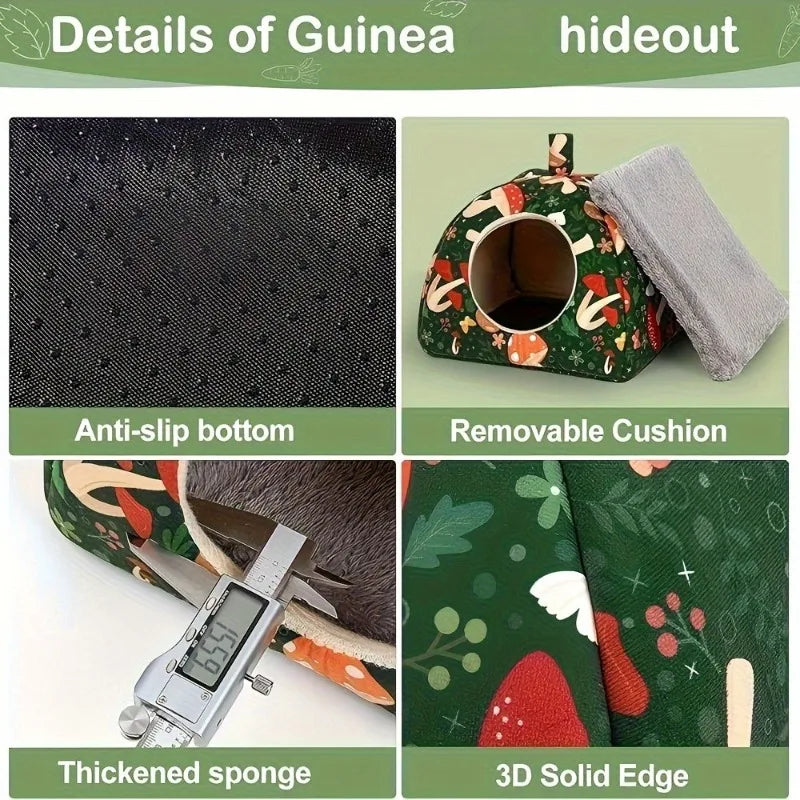 2-Pack Glitter Mushroom Guinea Pig Hideout & Tunnel Pet Bed Small Pet Hideout SPOT
