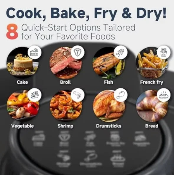 DUTRIEUX 6-in-1 Digital Air Fryer Toaster Oven 5–6L 1350W Air Fryer Toaster Oven SPOT