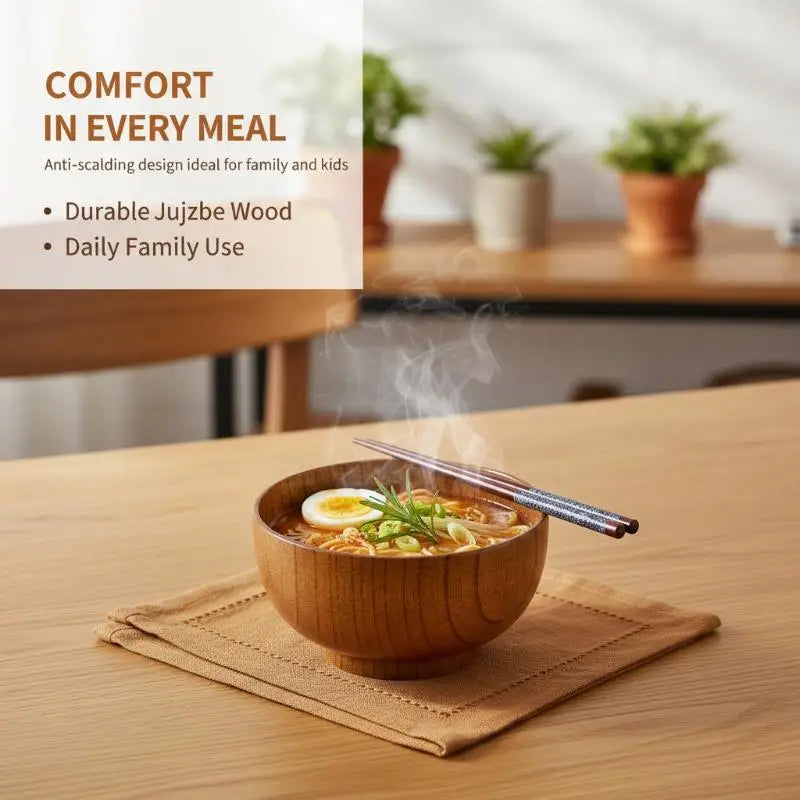 Jujube Wooden Bowl – Natural Solid Wood Soup & Rice Bowl Wooden Serving Bowl SPOT