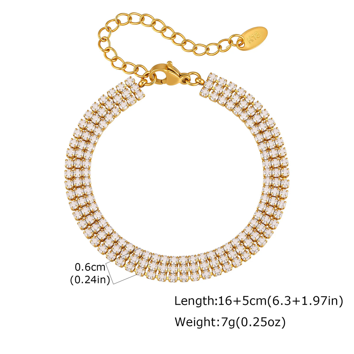 3-Row Tennis Bracelet – 18K Gold Plated CZ Stainless Steel Tennis Bracelet SPOT 6mm