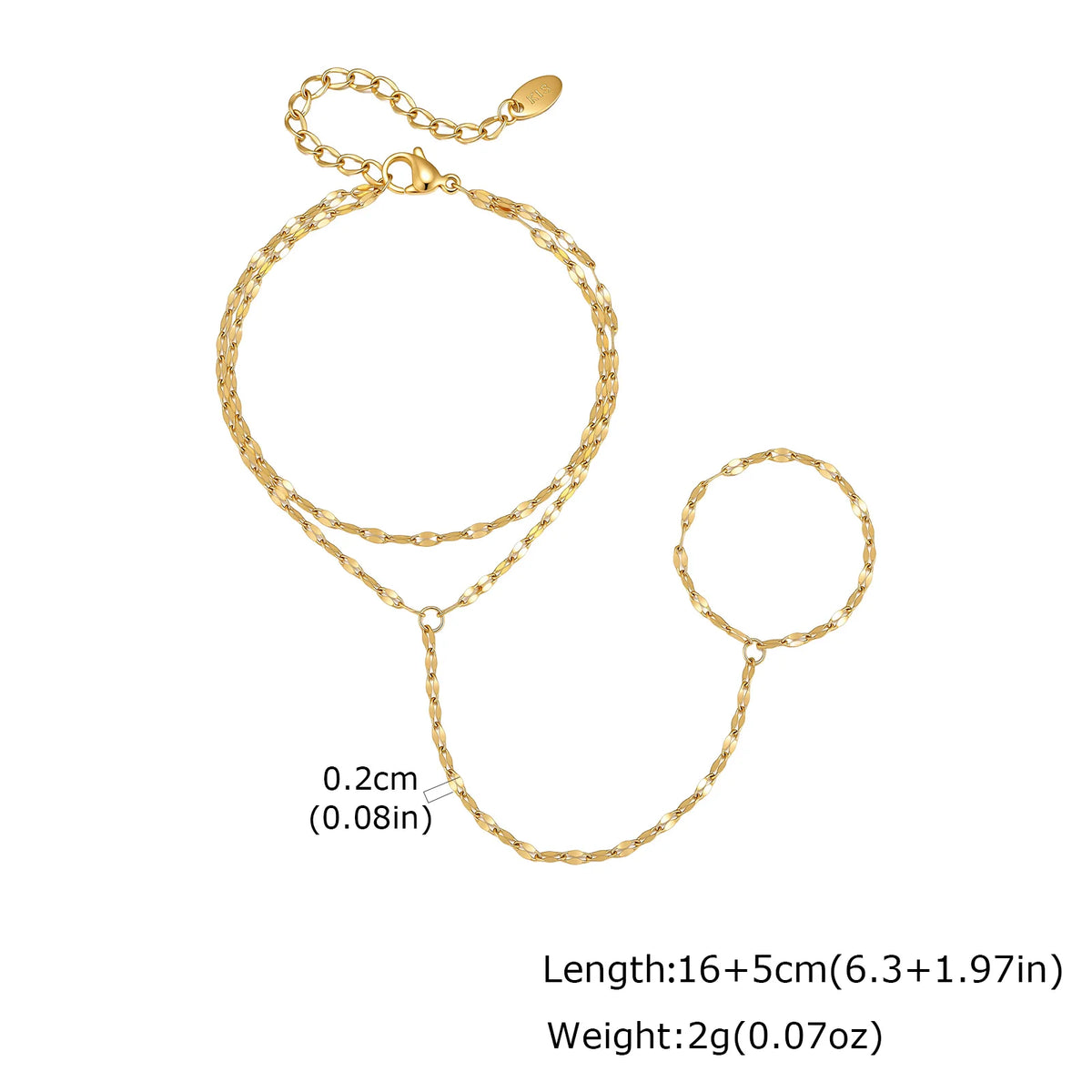 18K Gold Plated Hand Chain Bracelet & Finger Ring for Women Hand Chain Bracelet SPOT BR-2385G01