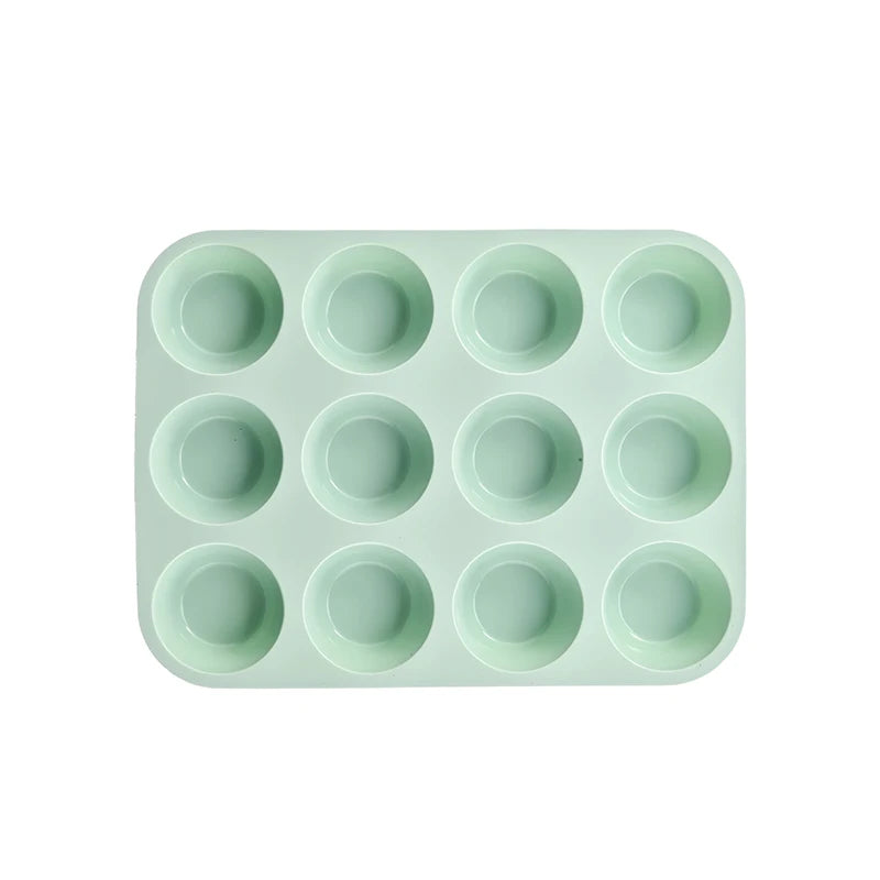 Silicone Baking Mold 12/24 Hole – Cupcake & Muffin Pan Silicone Baking Mold SPOT 12 Hole Green