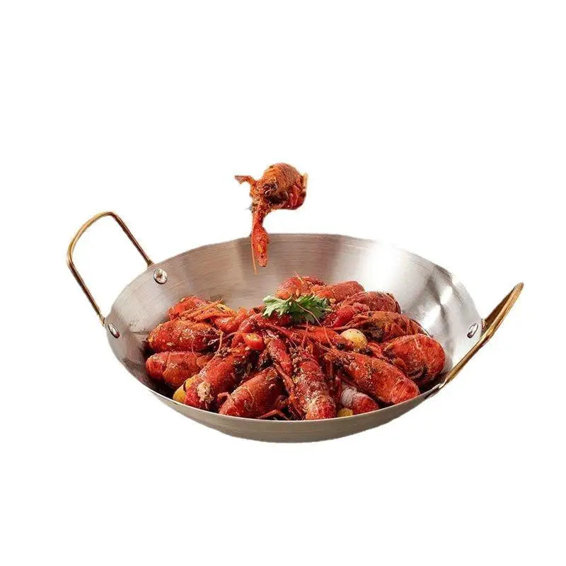 Stainless Steel Round Wok – Dual Handle, Even Heat, Easy Clean Stainless Steel Wok SPOT