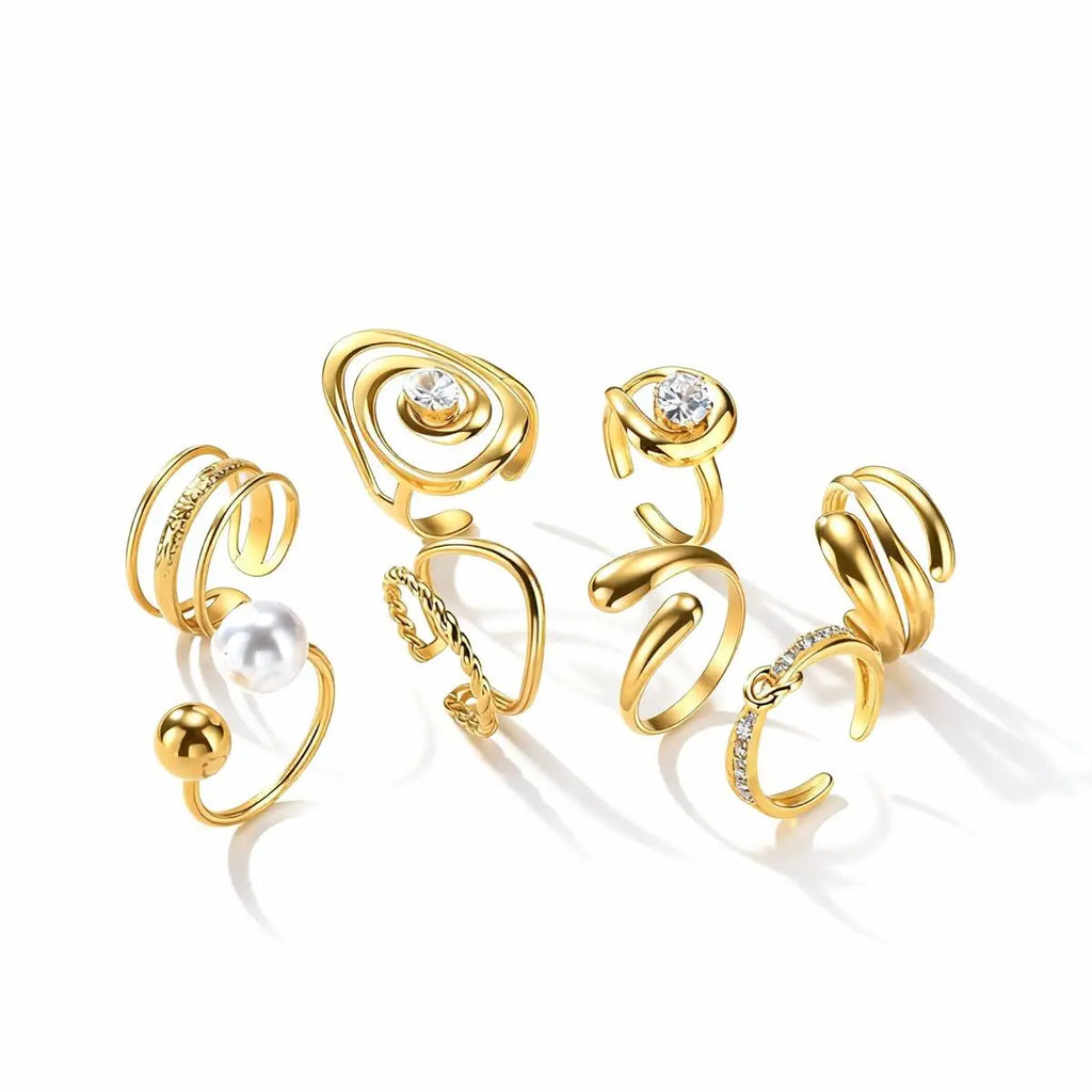 Meaeguet 18K Gold Adjustable Geometric Stacking Ring Women Gold Stacking Ring SPOT